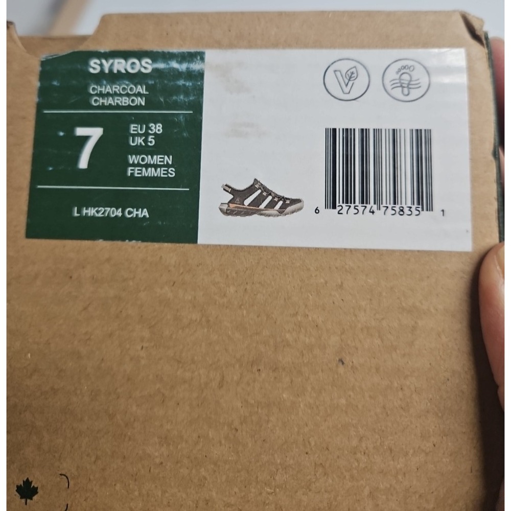 Kamik Cleansport Syros Charcoal women Sz 7M closed Toe sandals anti‎ odor vegan - Picture 8 of 10